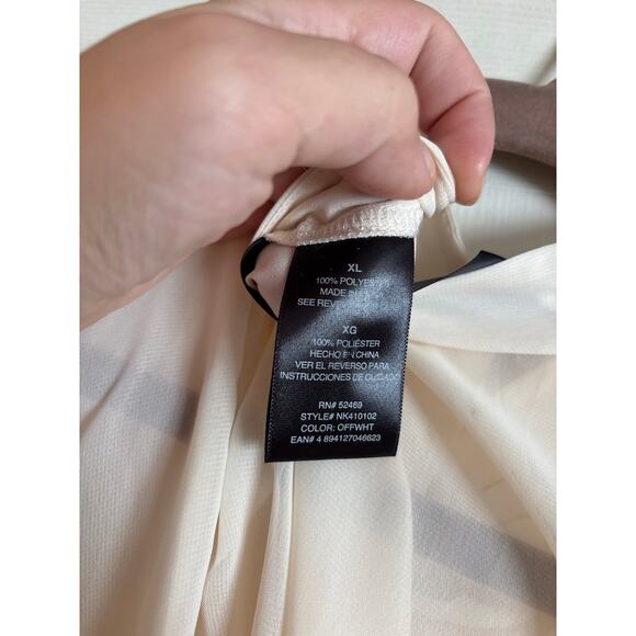 Norma Kamali Women’s Ivory Sheer Georgette Ruffle Blouse Size XL Short Sleeve - Picture 6 of 6